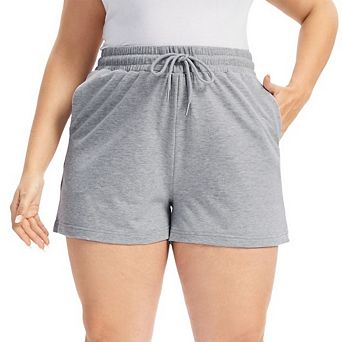 Plus Size Women's Sweat Shorts with Pockets Drawstring Summer Workout Casual Lounge Shorts