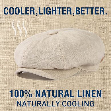 Linen Flat Cap 8 Panel Newsboy Hat Golf Outdoor