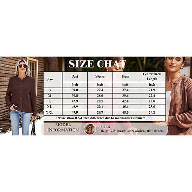 Zeagoo Women's Long Sleeve Chunky Knit Crew Neck Button Down Cardigan Sweaters