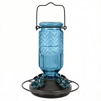 16oz 4 feeding Glass Hummingbird Feeder Hanging Bee Guard Ant