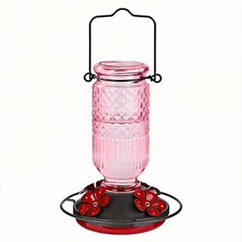 16oz 4 feeding Glass Hummingbird Feeder Hanging Bee Guard Ant