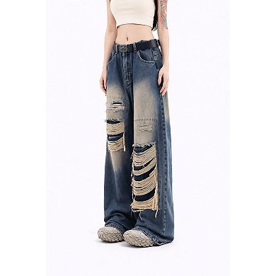 Relaxed Fit Distressed Jeans Women