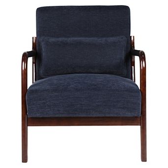 Trikiousd Mid Century Modern Armchair, Accent Chair with Solid Wood Frame & Detachable Lumbar Pillow