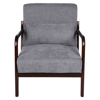 Trikiousd Mid Century Modern Armchair, Accent Chair with Solid Wood Frame & Detachable Lumbar Pillow