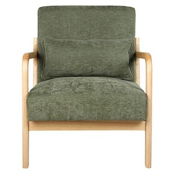 Trikiousd Mid Century Modern Armchair, Accent Chair with Solid Wood Frame & Detachable Lumbar Pillow