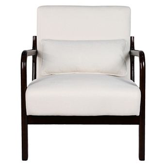 Trikiousd Mid Century Modern Armchair, Accent Chair with Solid Wood Frame & Detachable Lumbar Pillow