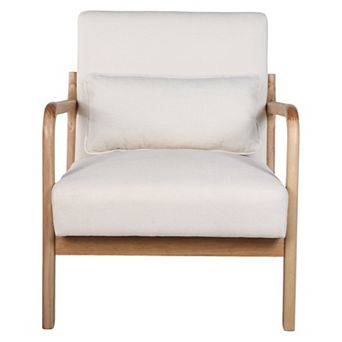 Trikiousd Mid Century Modern Armchair, Accent Chair with Solid Wood Frame & Detachable Lumbar Pillow