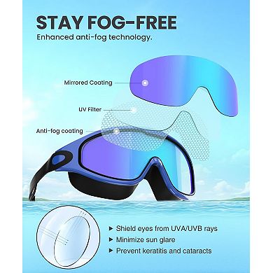 3 Pack Swim Goggles Anti-fog UV 180° Clear View Adult