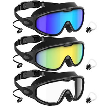 3 Pack Swim Goggles Anti-fog UV 180° Clear View Adult