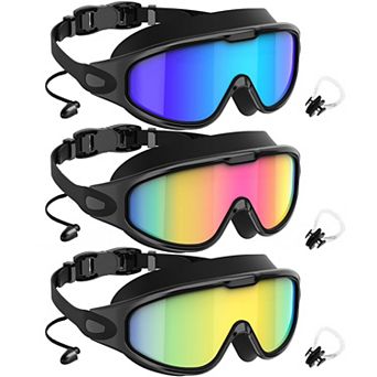 3 Pack Swim Goggles Anti-fog UV 180° Clear View Adult