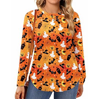Zeagoo Plus Size Long Sleeve Tops For Women Loose Fit Dressy Crewneck Soft Basic Tee