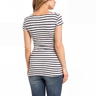 Maternity Shirt Long Sleeve Wrap V Neck Blouse Cross Over Nursing Shirt