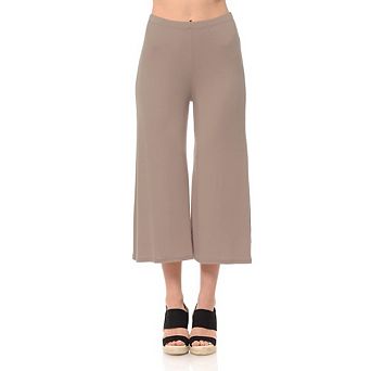 Women's Cropped Wide Leg Knit Pants Elastic Waist Flowy Trousers for Casual Daily Work