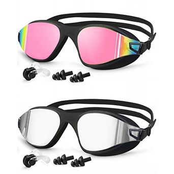 2 pc Swimming Goggles Anti Fog UV Protection Adult