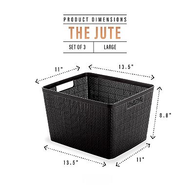 Woven Plastic Basket Home Storage Organization Jute Design Gift Basket