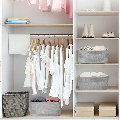 3PC Woven Rope Storage Baskets with Handles Gift Basket