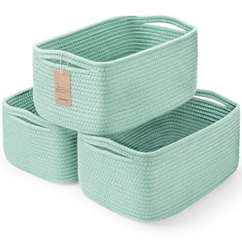 3 pc Woven Rope Storage Baskets with Handles Gift Basket