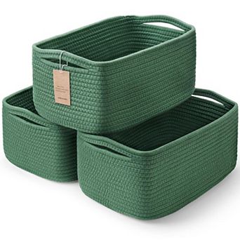 3 pc Woven Rope Storage Baskets with Handles Gift Basket
