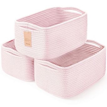 3 pc Woven Rope Storage Baskets with Handles Gift Basket