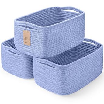 3 pc Woven Rope Storage Baskets with Handles Gift Basket