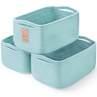 3 pc Woven Rope Storage Baskets with Handles Gift Basket