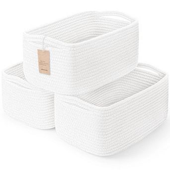 3 pc Woven Rope Storage Baskets with Handles Gift Basket