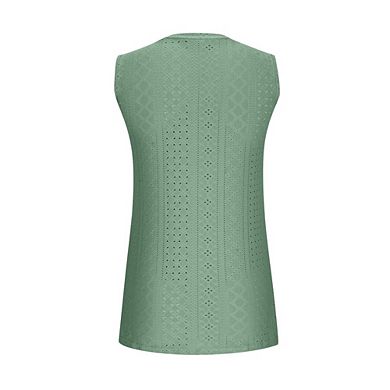 Women Eyelet Tank Top Sleeveless V Neck Beach Vest Shirts
