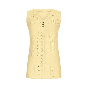 Women Eyelet Tank Top Sleeveless V Neck Beach Vest Shirts