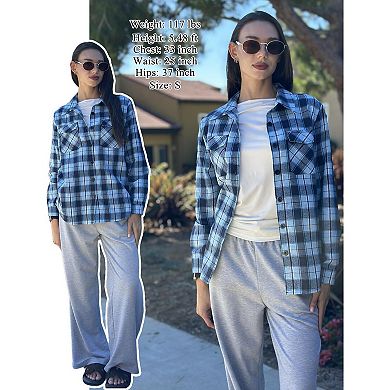 Zeagoo Women's Oversized Flannel Plaid Button Up Blouses Long Sleeve Western Fall Tops