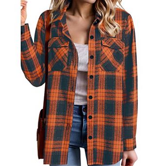 Zeagoo Women's Oversized Flannel Plaid Button Up Blouses Long Sleeve Western Fall Tops