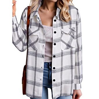 Zeagoo Women's Oversized Flannel Plaid Button Up Blouses Long Sleeve Western Fall Tops