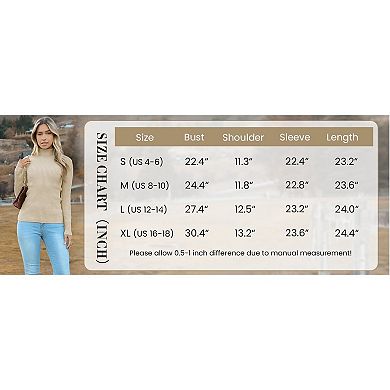 Zeagoo Women's Turtleneck Sweaters, Fall Fitted Long Sleeve Pullover, Ribbed Knit Basic Tops