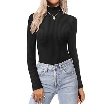 Zeagoo Women's Turtleneck Sweaters, Fall Fitted Long Sleeve Pullover, Ribbed Knit Basic Tops