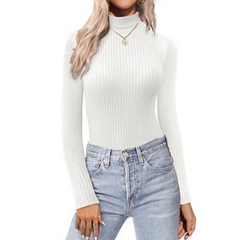 Zeagoo Women's Turtleneck Sweaters, Fall Fitted Long Sleeve Pullover, Ribbed Knit Basic Tops