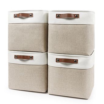 4 Pack Collapsible Fabric Storage Cubes With Handles Gift Basket