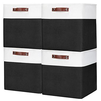 4 Pack Collapsible Fabric Storage Cubes With Handles Gift Basket