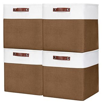 4 Pack Collapsible Fabric Storage Cubes With Handles Gift Basket