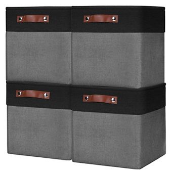 4 Pack Collapsible Fabric Storage Cubes With Handles Gift Basket