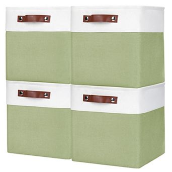 4 Pack Collapsible Fabric Storage Cubes With Handles Gift Basket