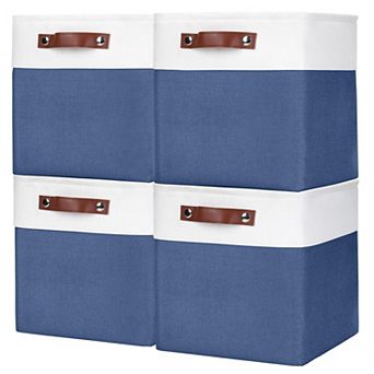 4 Pack Collapsible Fabric Storage Cubes With Handles Gift Basket