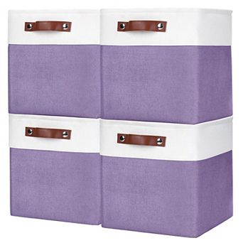 4 Pack Collapsible Fabric Storage Cubes With Handles Gift Basket