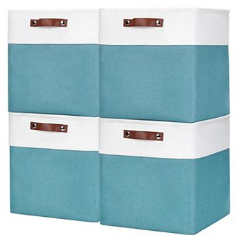 4 Pack Collapsible Fabric Storage Cubes With Handles Gift Basket