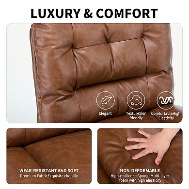 Chenille Swivel Office Chair with Wide Seat Ergonomic Cushion and Wheels