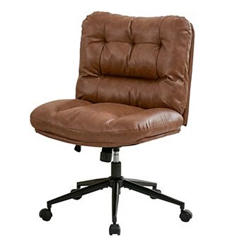 Chenille Swivel Office Chair with Wide Seat Ergonomic Cushion and Wheels