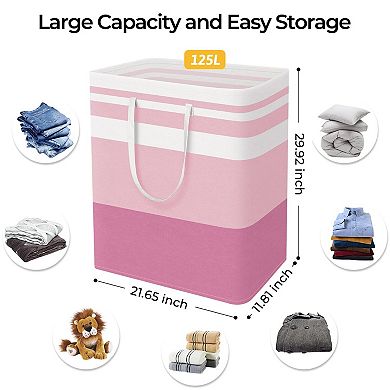 2PC Laundry Hamper Waterproof Collapsible Tall Clothes With Handles Gift Basket