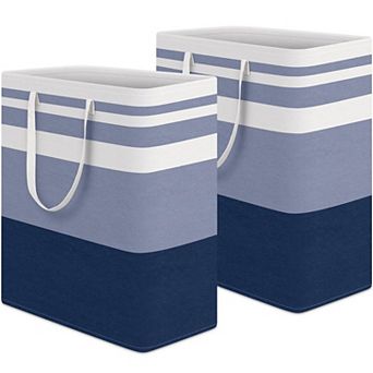 2 pc Laundry Hamper Waterproof Collapsible Tall Clothes With Handles Gift Basket
