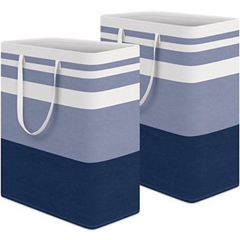 2 pc Laundry Hamper Waterproof Collapsible Tall Clothes With Handles Gift Basket