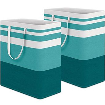 2 pc Laundry Hamper Waterproof Collapsible Tall Clothes With Handles Gift Basket