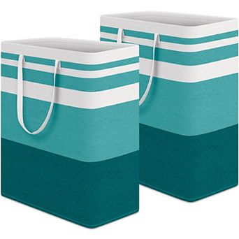 2 pc Laundry Hamper Waterproof Collapsible Tall Clothes With Handles Gift Basket
