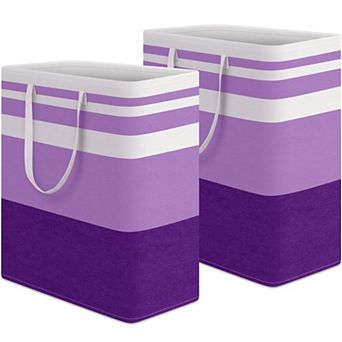 2 pc Laundry Hamper Waterproof Collapsible Tall Clothes With Handles Gift Basket